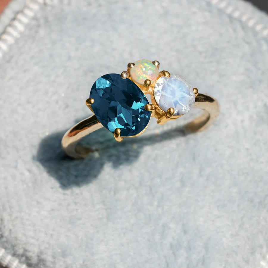 Bunch London Blue Topaz & Opal Moonstone Ring