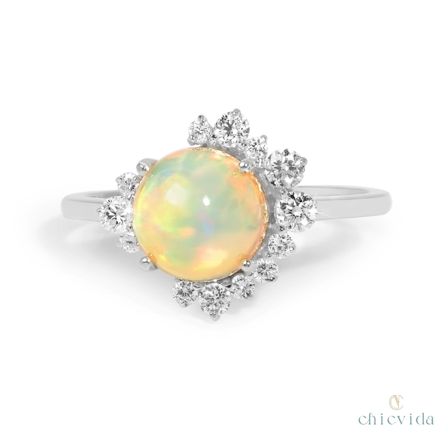 Jasmine Opal & Diamond Ring