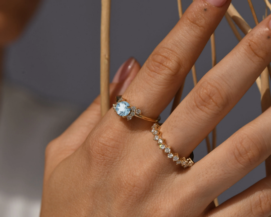 Lana Aquamarine Diamond Ring