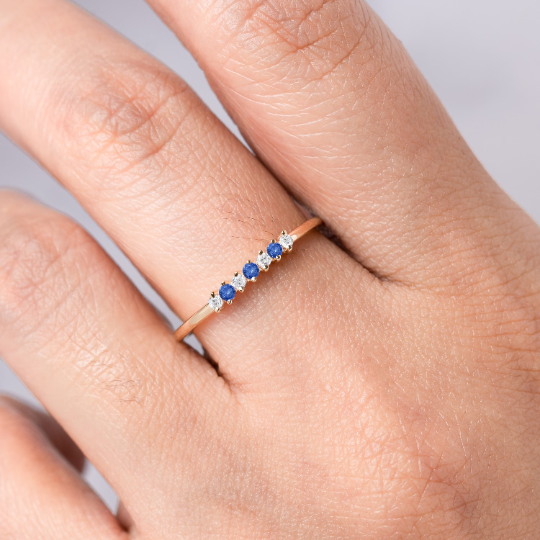 Beaded Eternity Sapphire ring