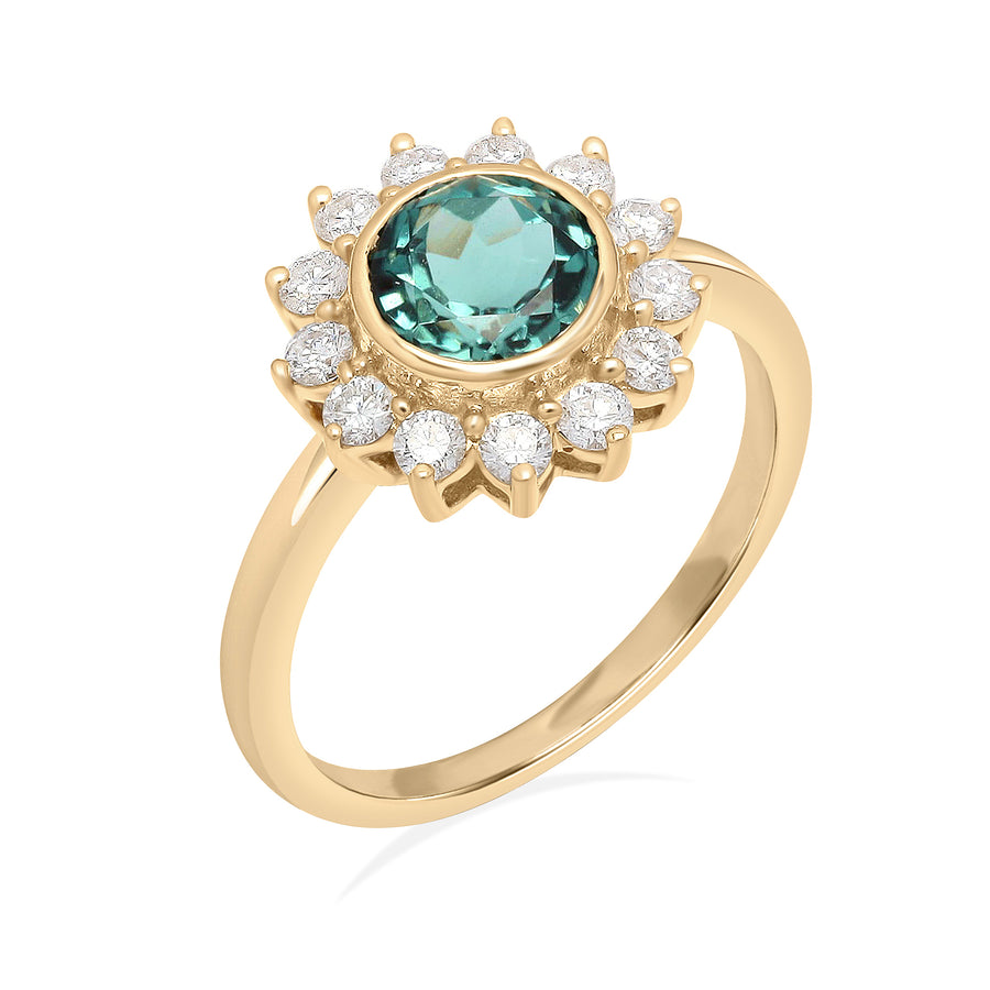 Blue Tourmaline Diamond Ring
