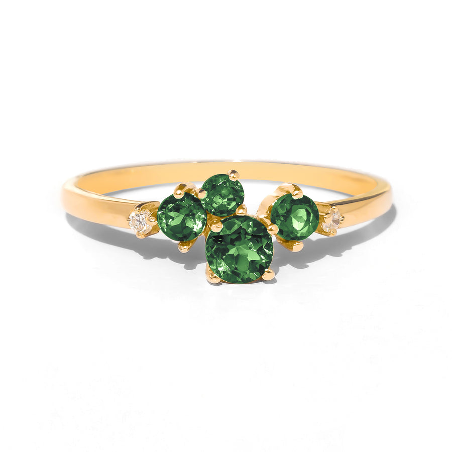 Green Tourmaline Cluster Ring