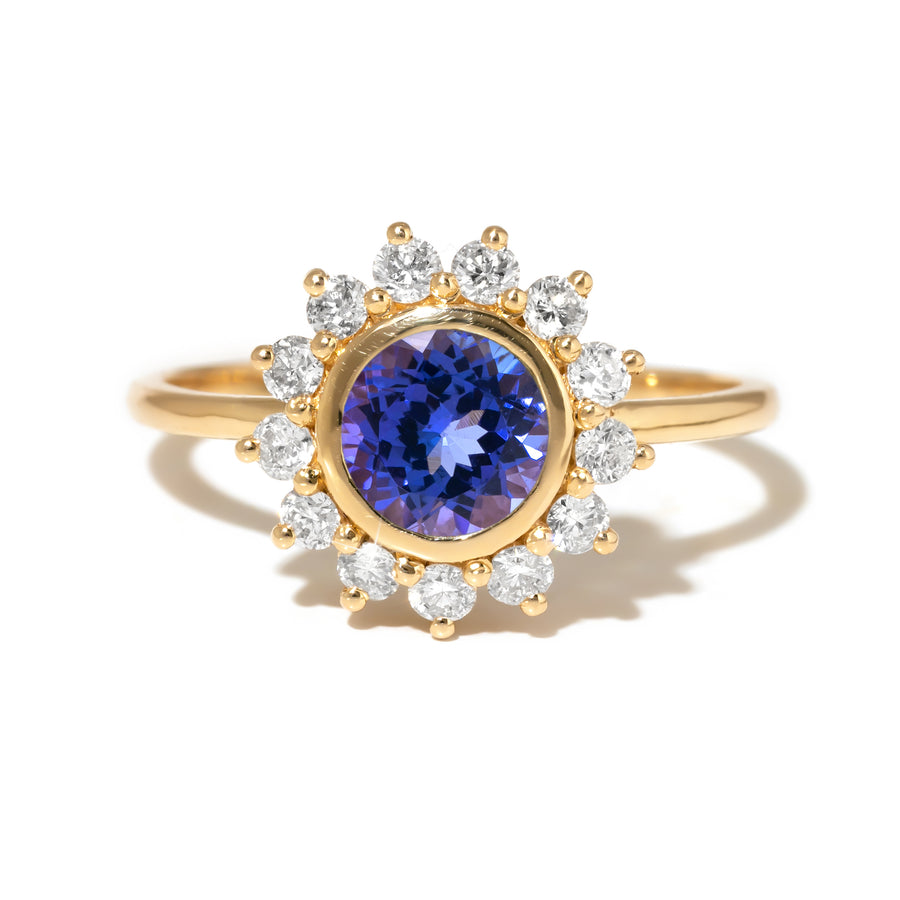 Sun Blue Tanzanite Gold Ring