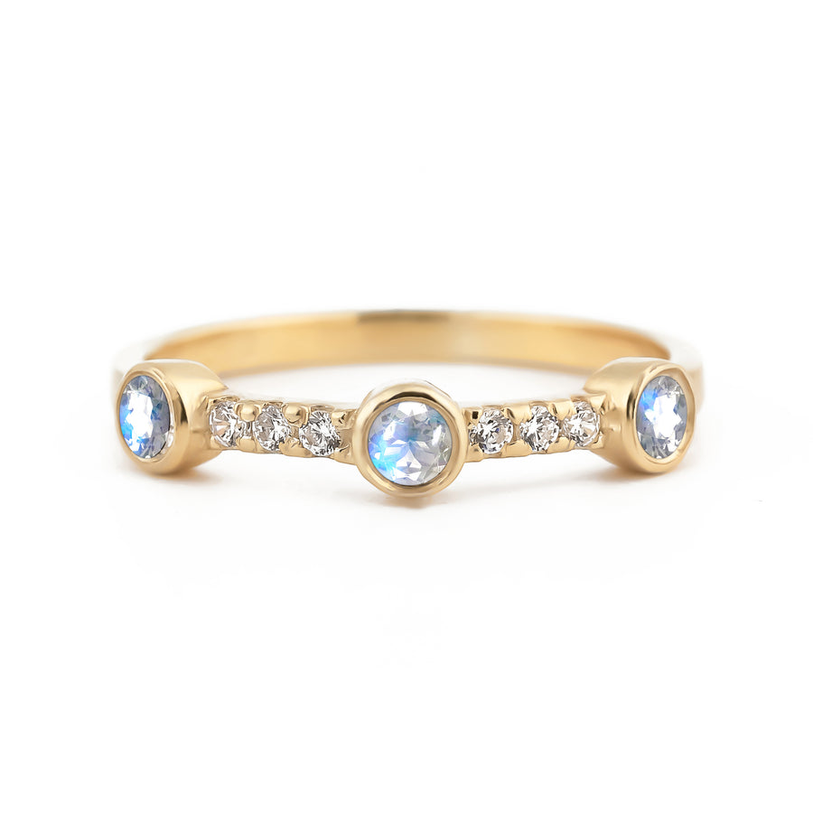 Sunlit Moonstone Diamond Ring
