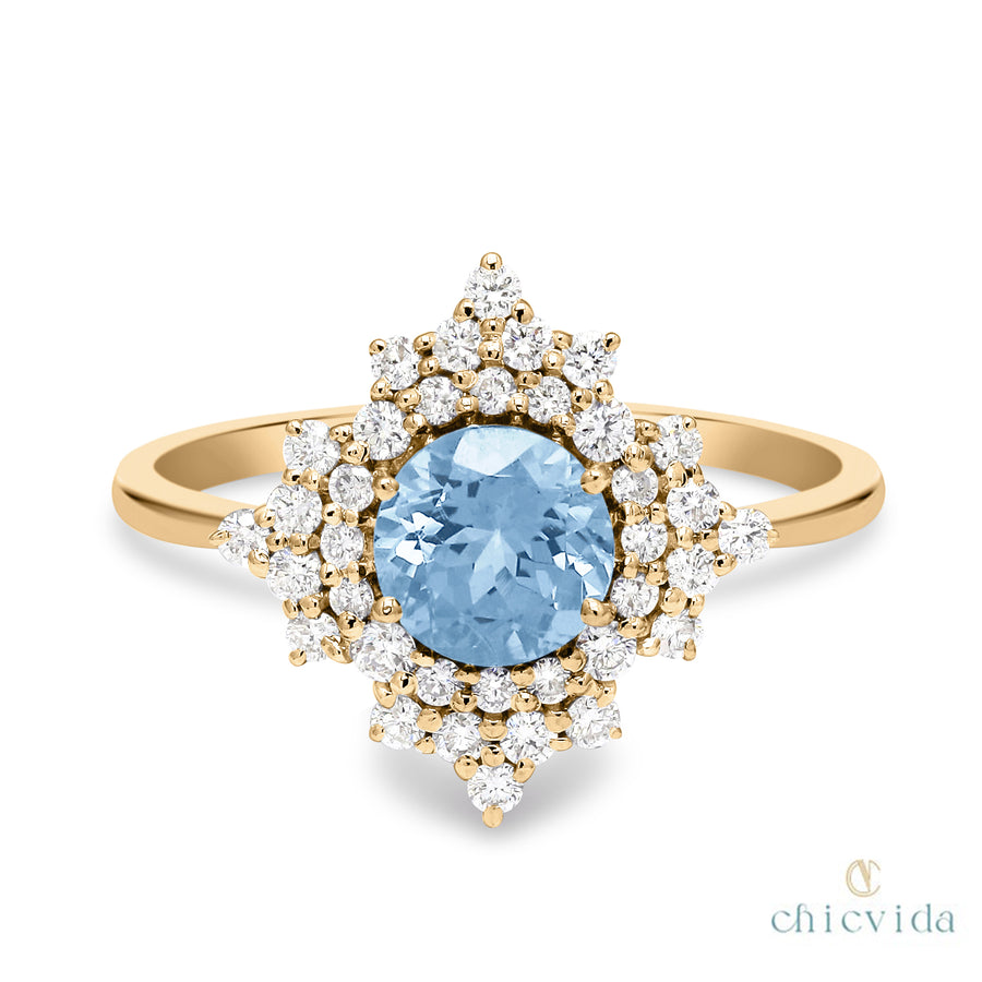 Aquamarine Blue Promise Ring
