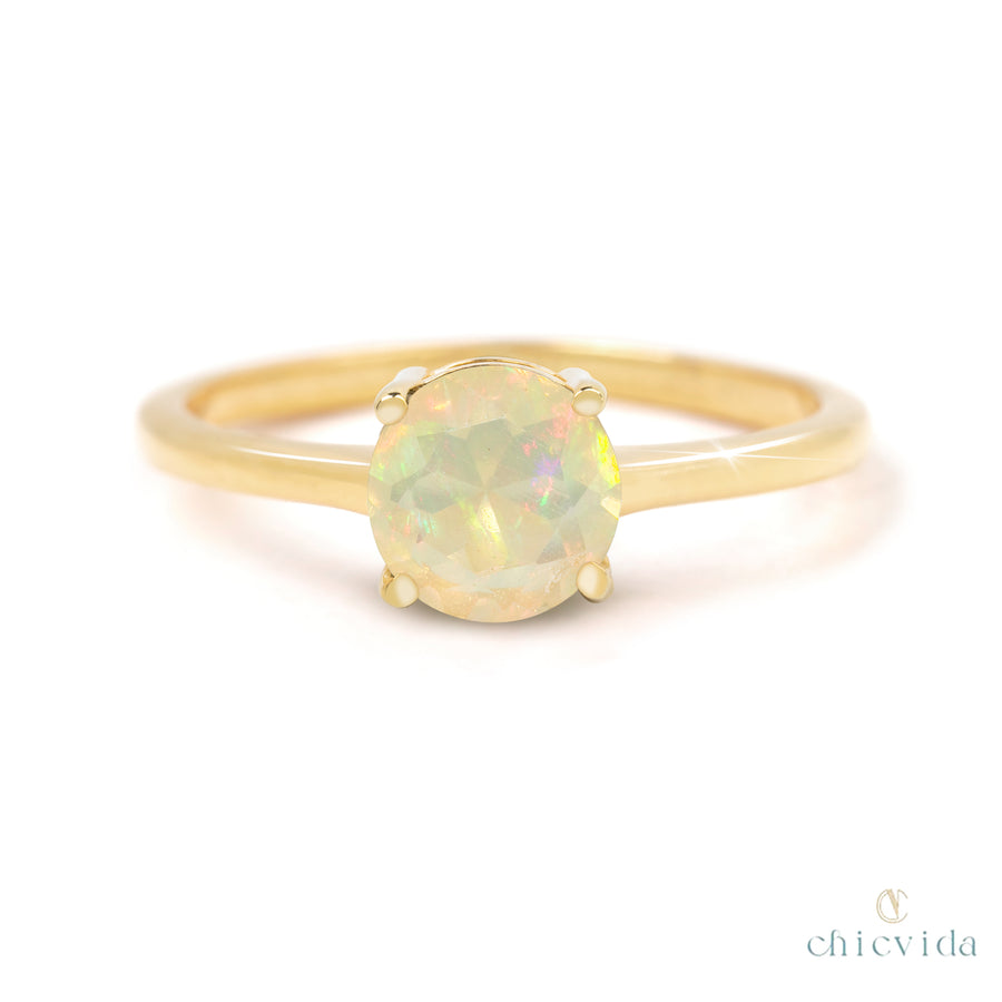 Blushing Opal Faceted Ring
