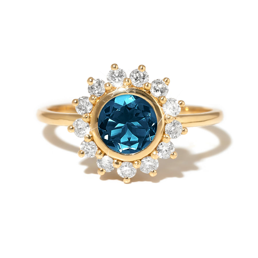 Sun London Blue Topaz Gold Ring