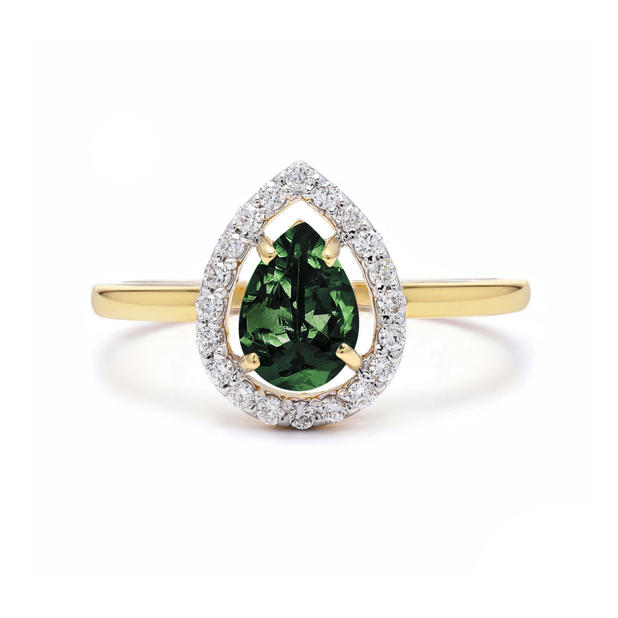 Droplet Green Tourmaline Ring
