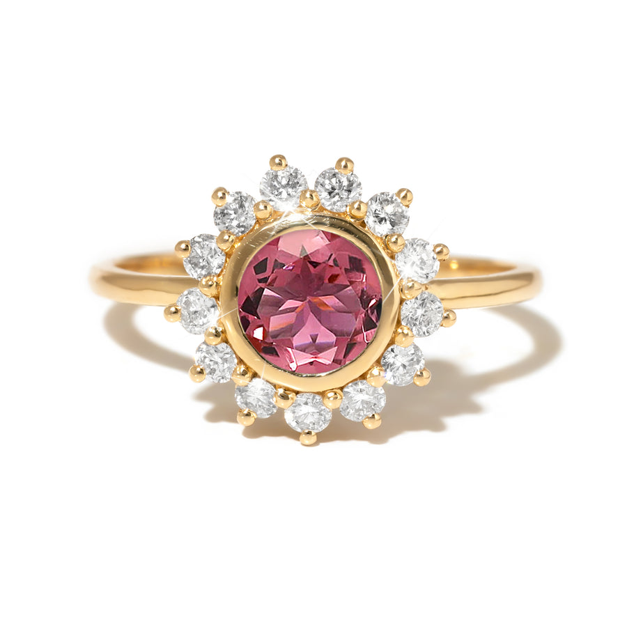 Sun Pink Tourmaline Gold Ring