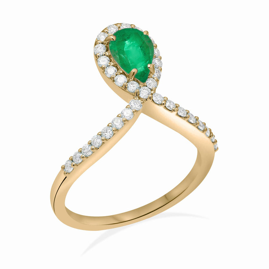 Green Emerald Halo Ring