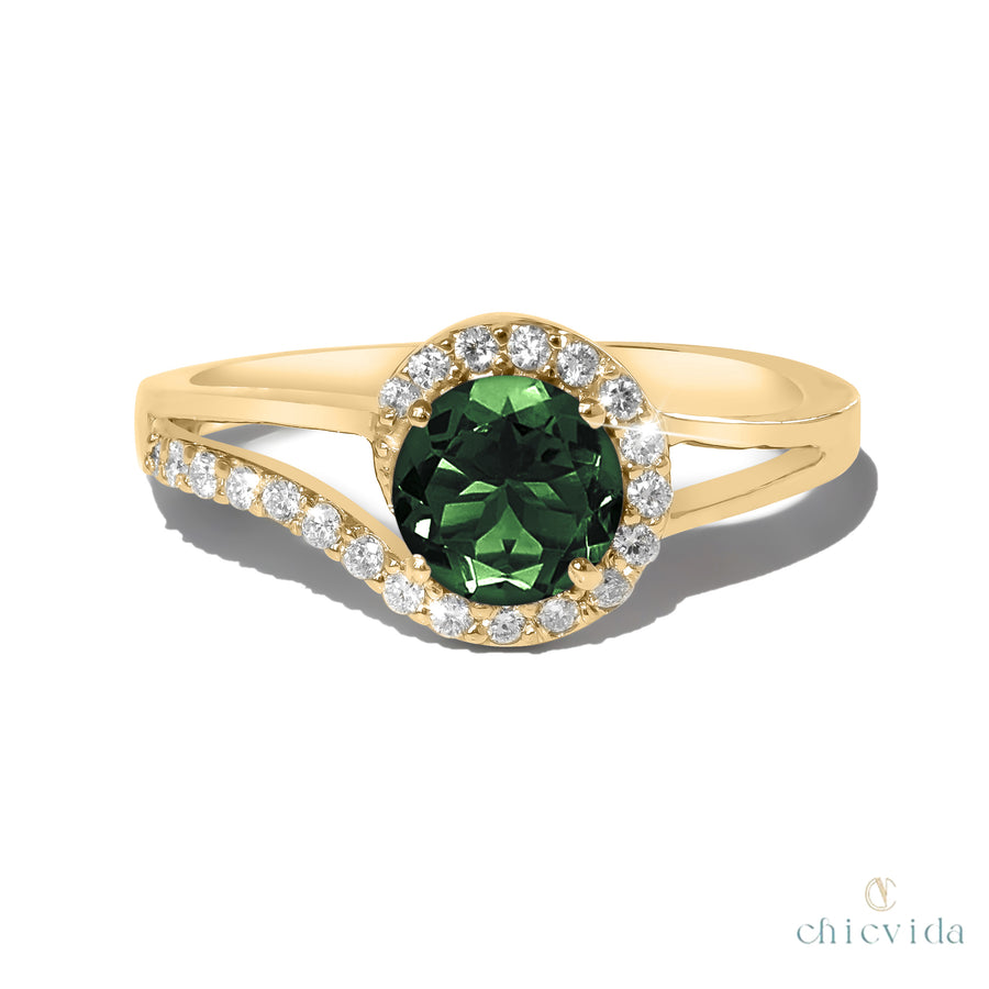 Green Tourmaline Wedding Ring