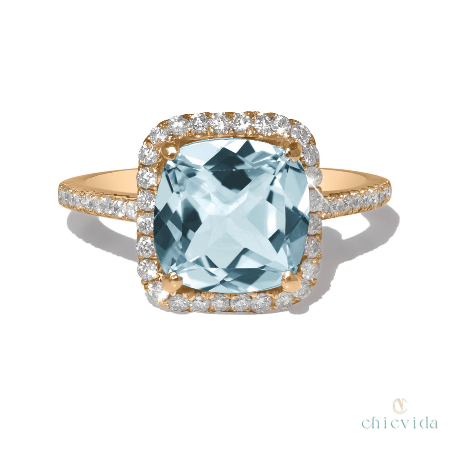 Blue Aquamarine Gold Ring