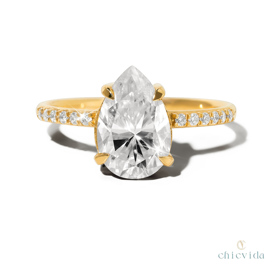 Cameo Pear Moissanite Ring