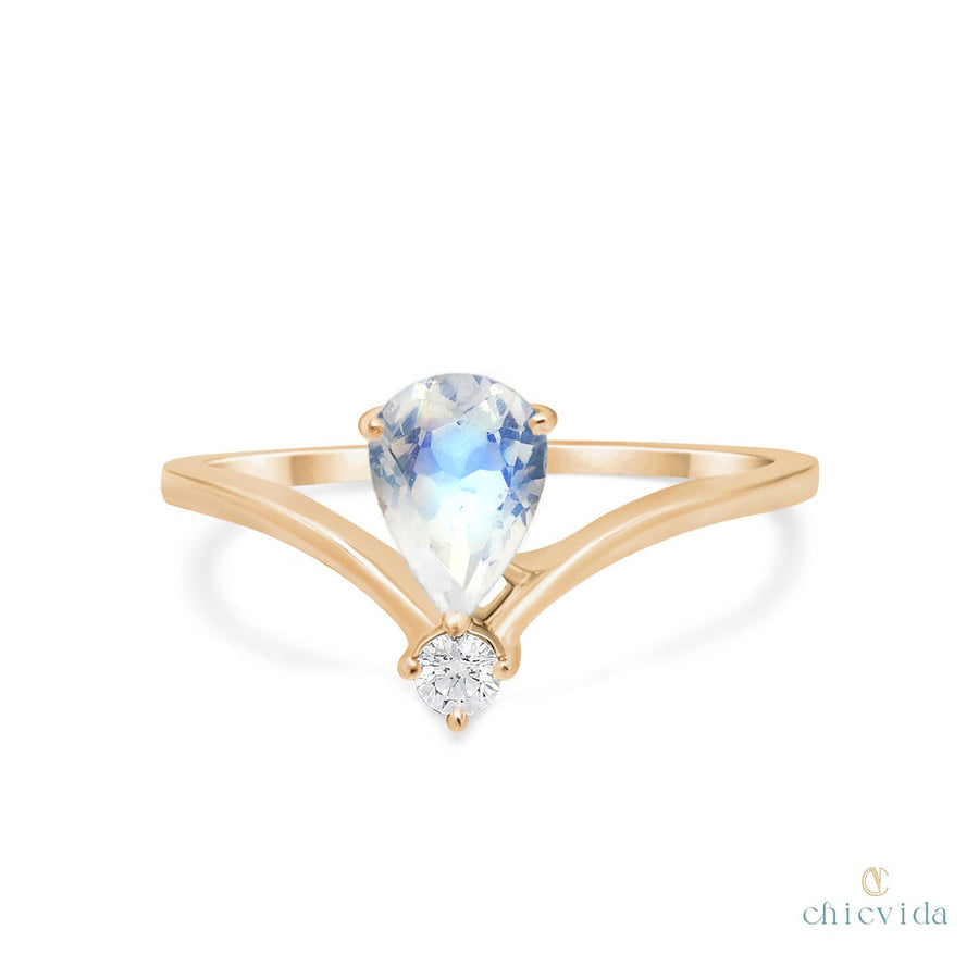 Moonstone Pear Ring Gold