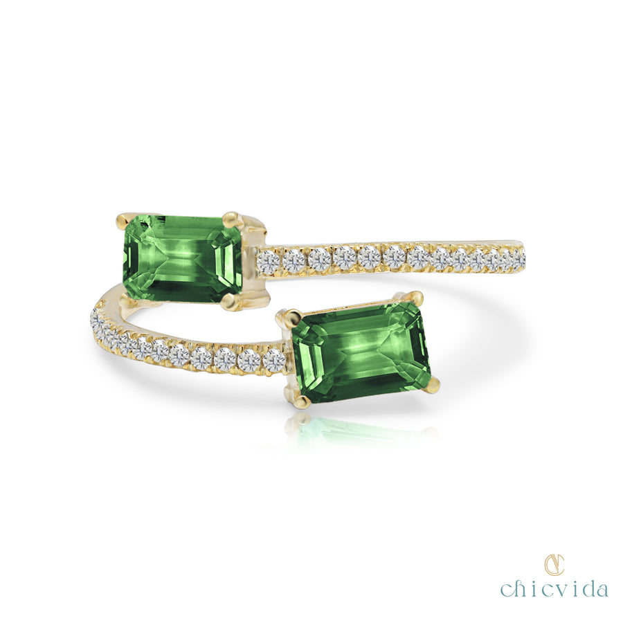 Green Tourmaline Bypass Ring