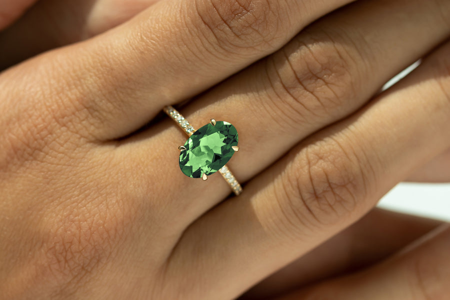 green tourmaline anniversary ring