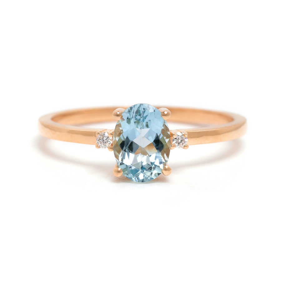 Three Stone Aquamarine Diamond Ring