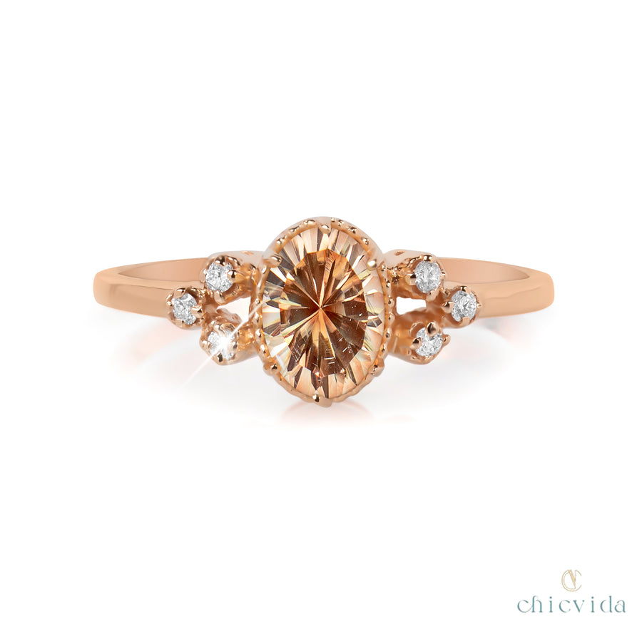 Oregon Sunstone Diamond Gold Ring