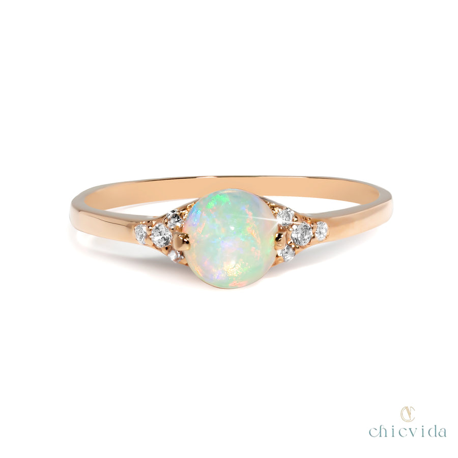 Natural Opal Diamond Ring