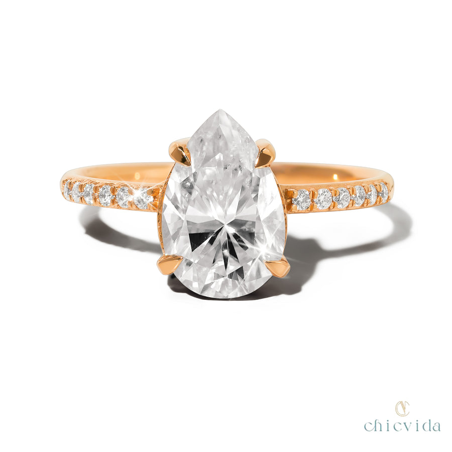 Cameo Pear Moissanite Ring