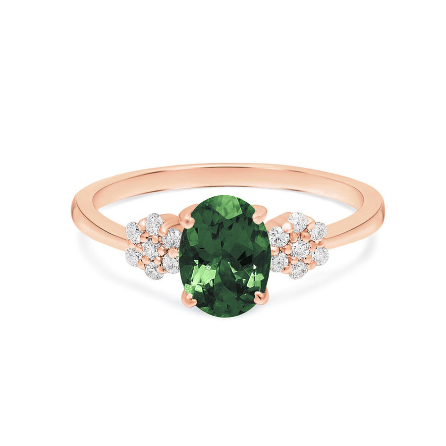 Bloom Green Tourmaline Ring with Floral Diamonds
