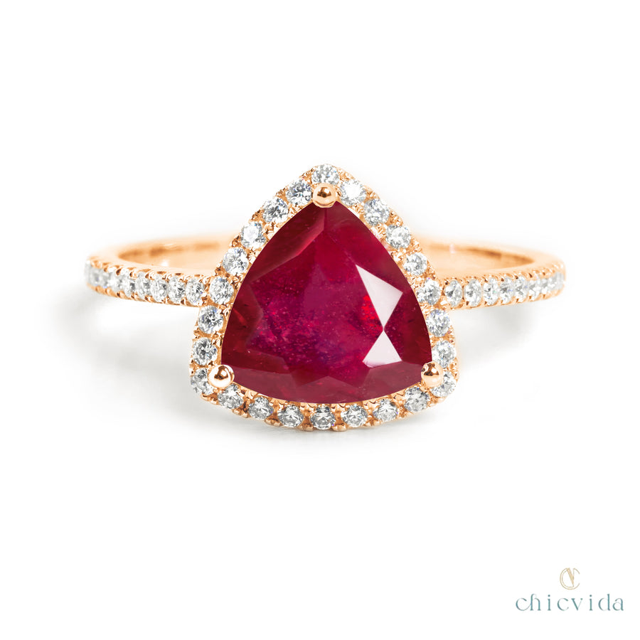 Ruby Diamond Halo Ring