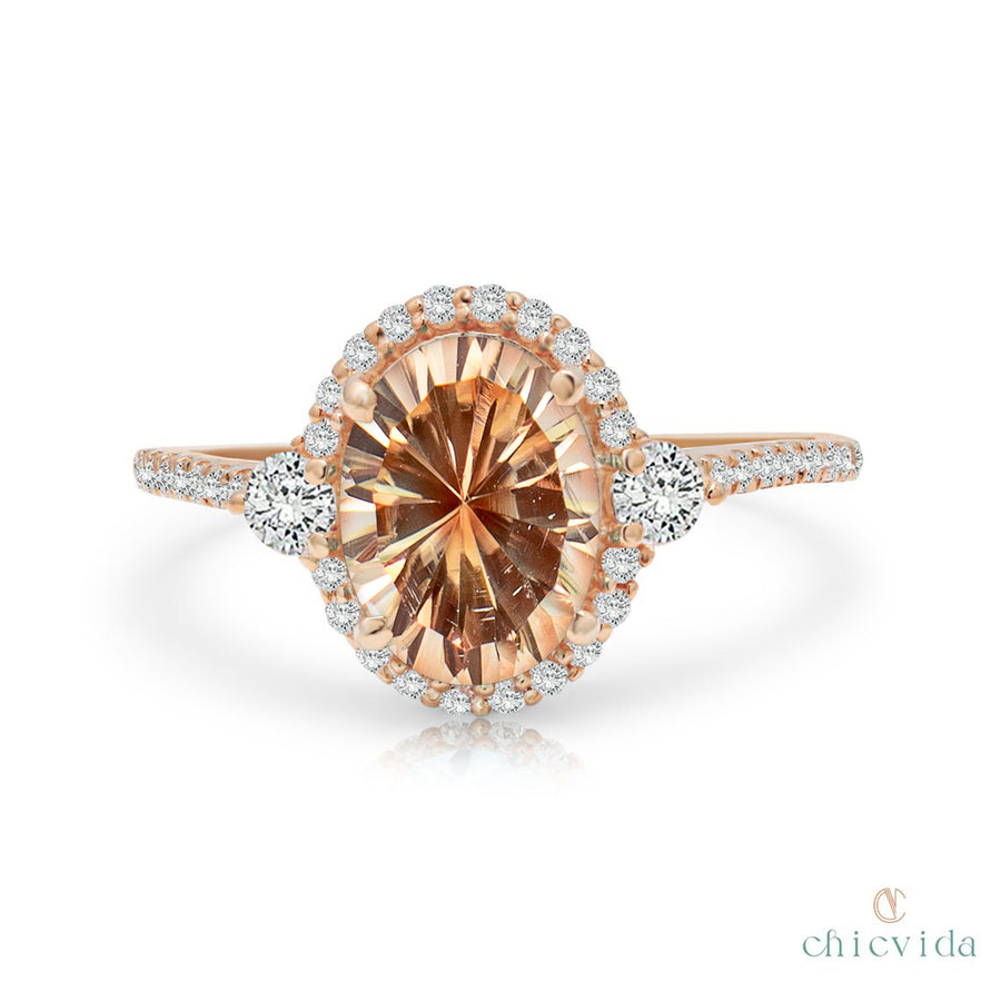 Oregon Sunstone Diamond Ring