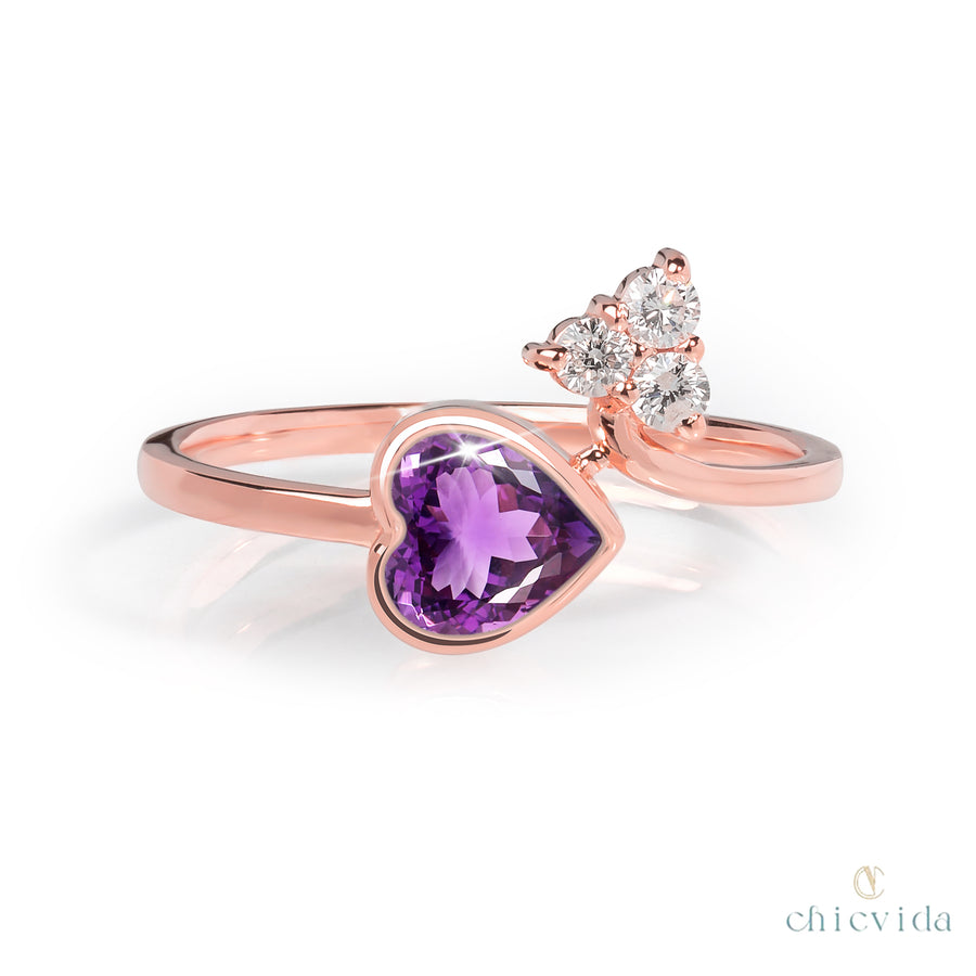 Hoary Heart Amethyst Ring