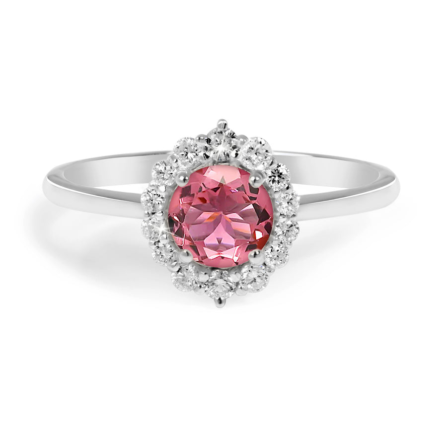 Radiance Pink Tourmaline Halo Ring