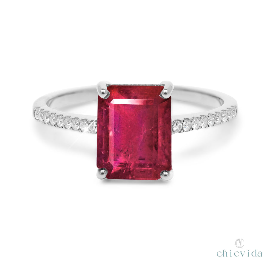 Ruby Diamond Solitaire Ring