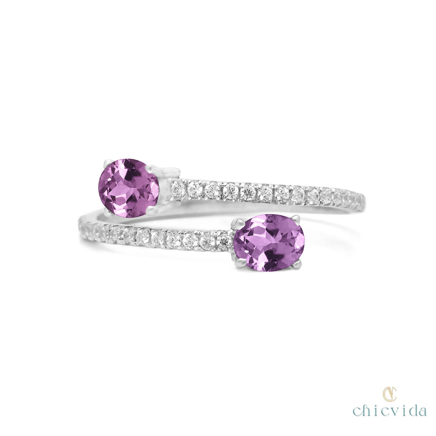 Amethyst Diamond Ring