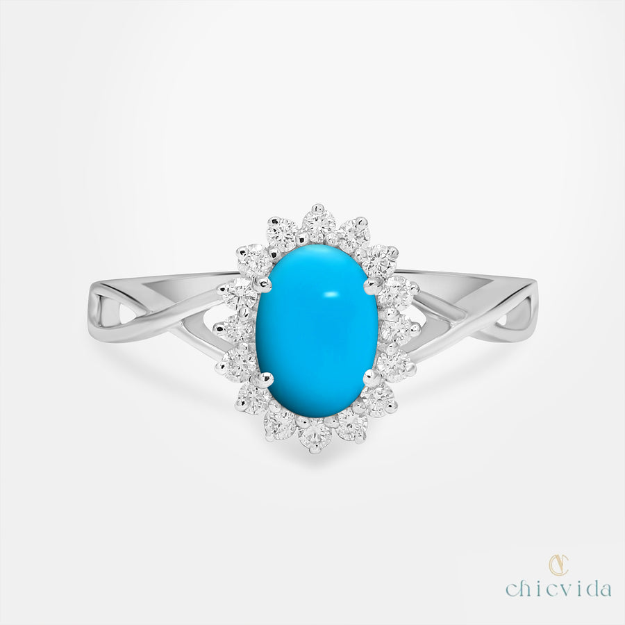 Blue Turquoise Engagement Ring