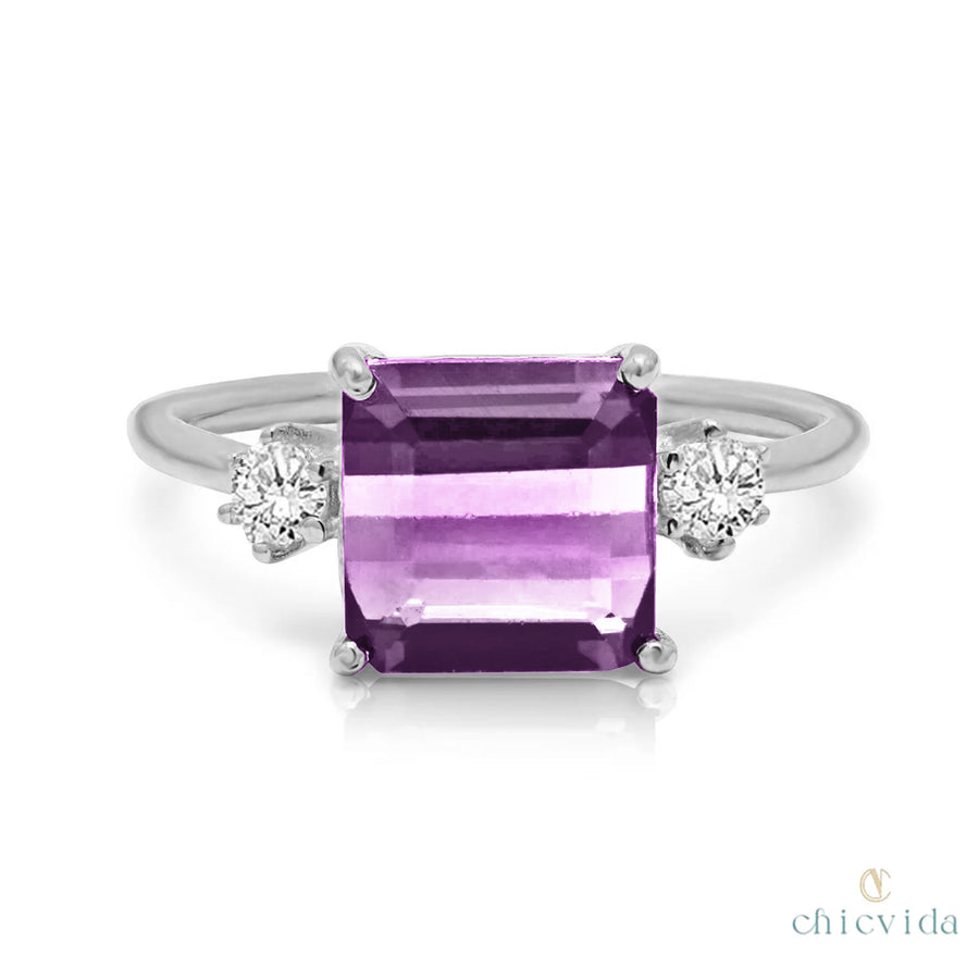 Amethyst Solitaire Ring