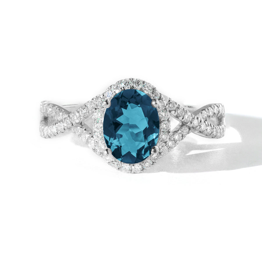 Knot Natural London Blue Topaz Gold Ring