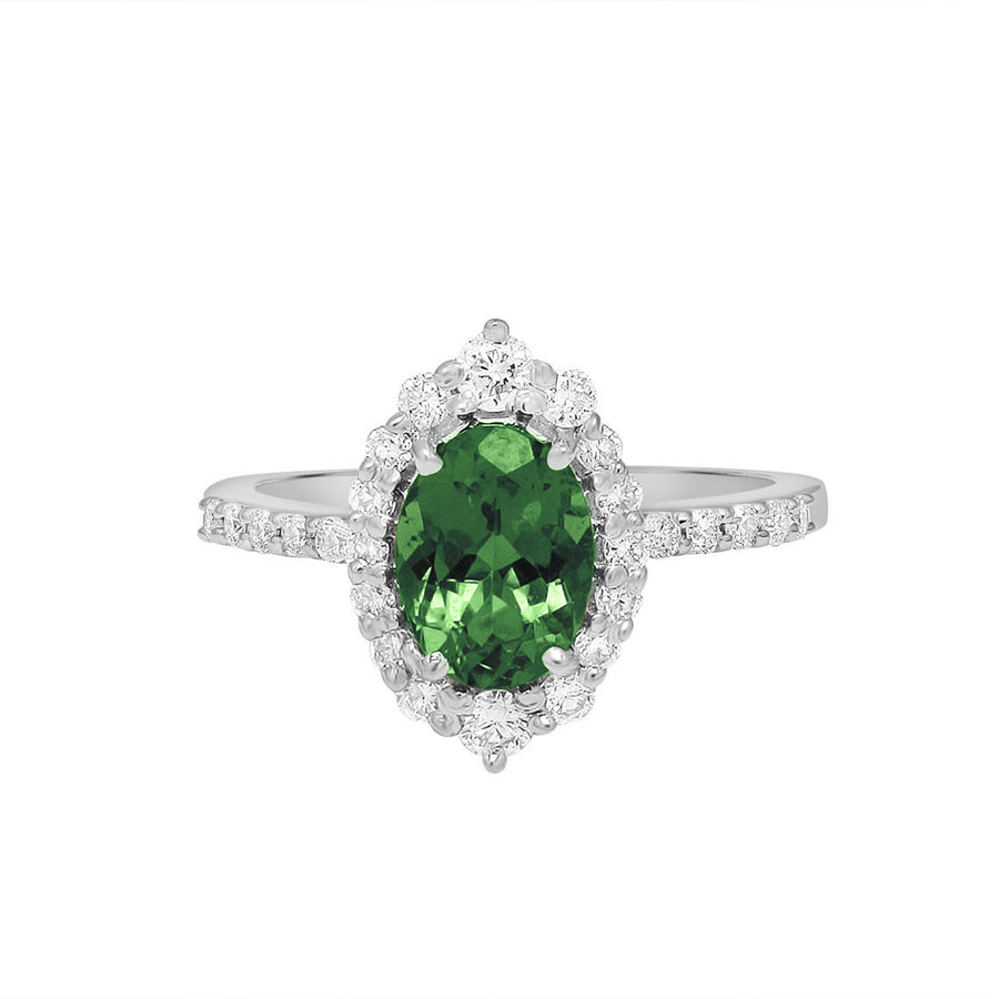 Oval Green Tourmaline Ring For Women