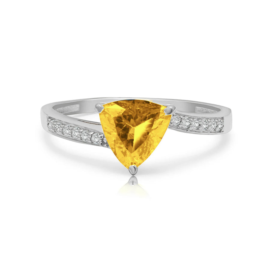 Citrine Diamond Trillion Ring