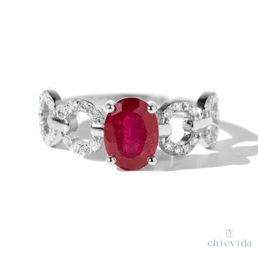 Red Ruby Diamond Engagement Ring