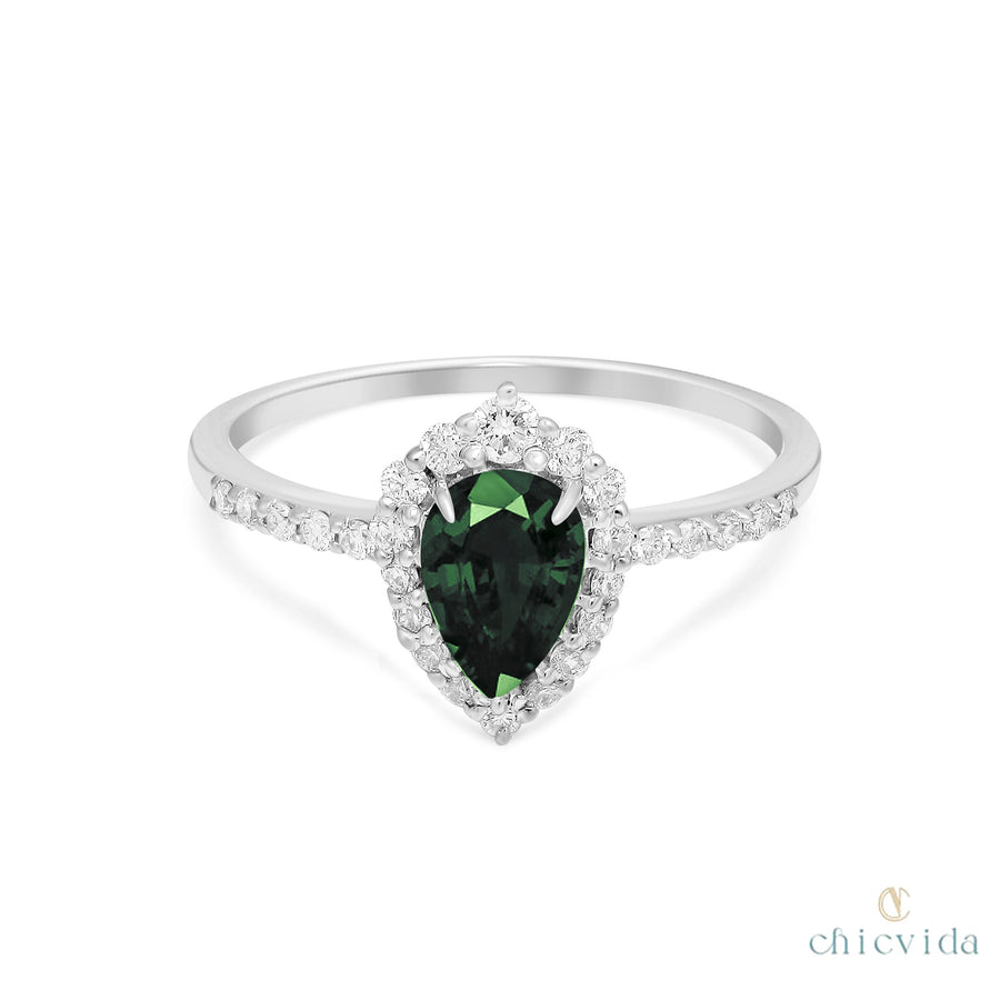 Green Tourmaline Engagement Ring