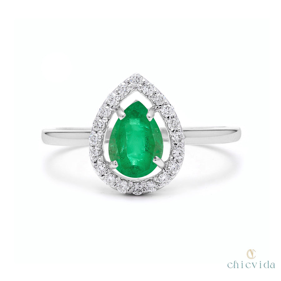 Pear Emerald  Ring Gold