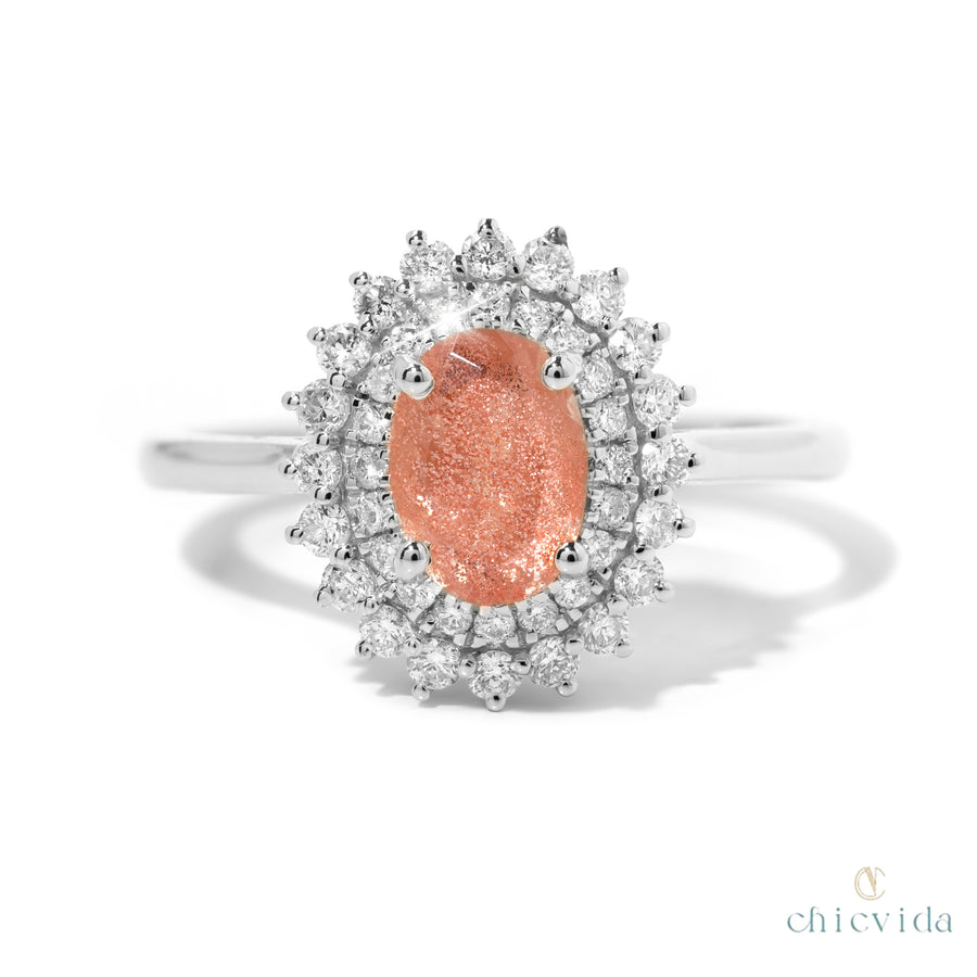 Sunstone Diamond Ring