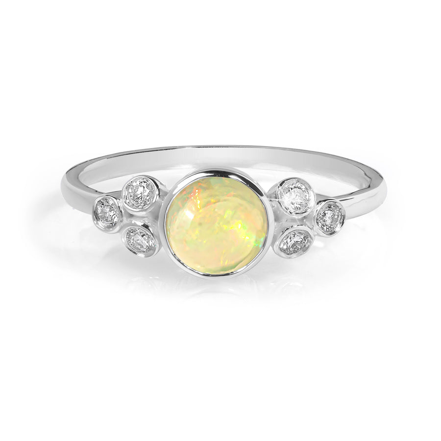Gleamy Opal and Diamond Ring
