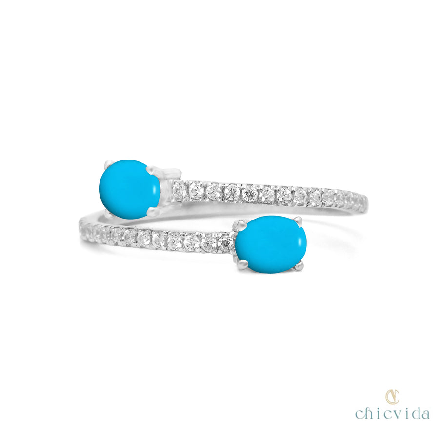 Turquoise Diamond Bypass Ring