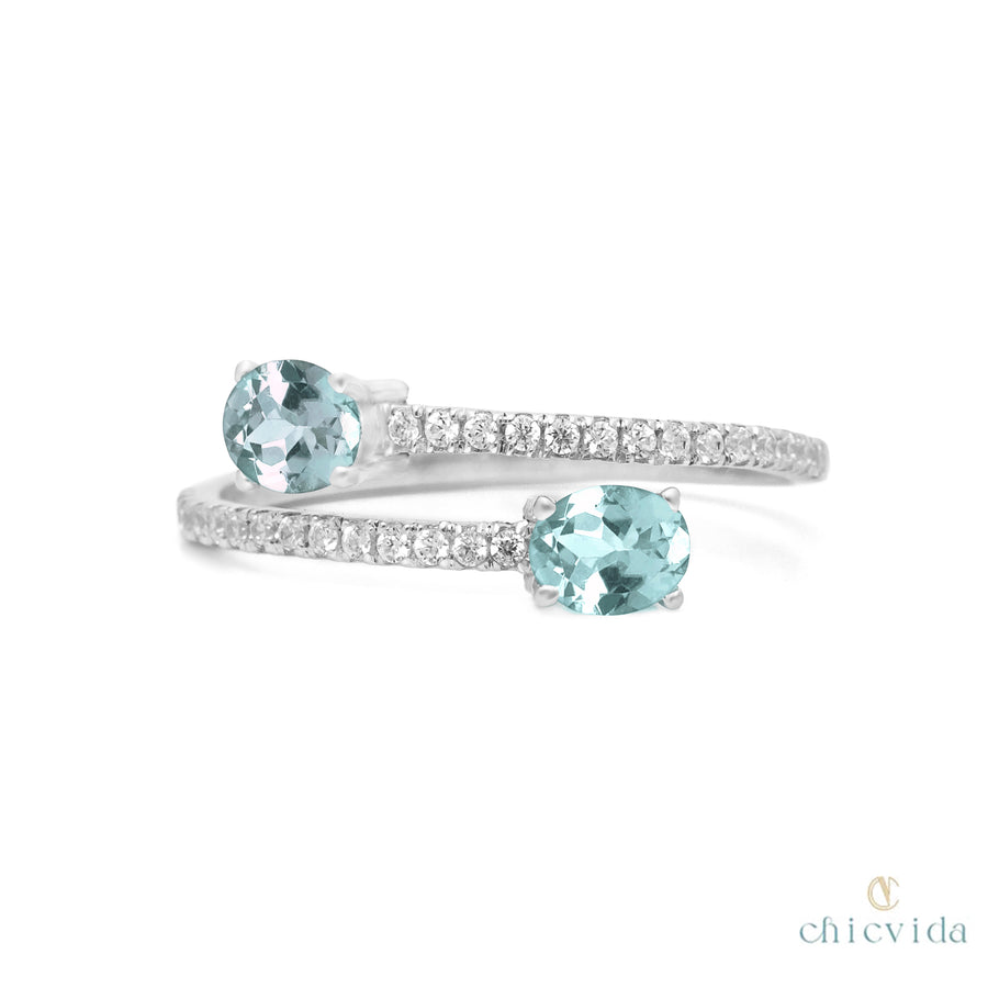 Aquamarine Diamond Ring