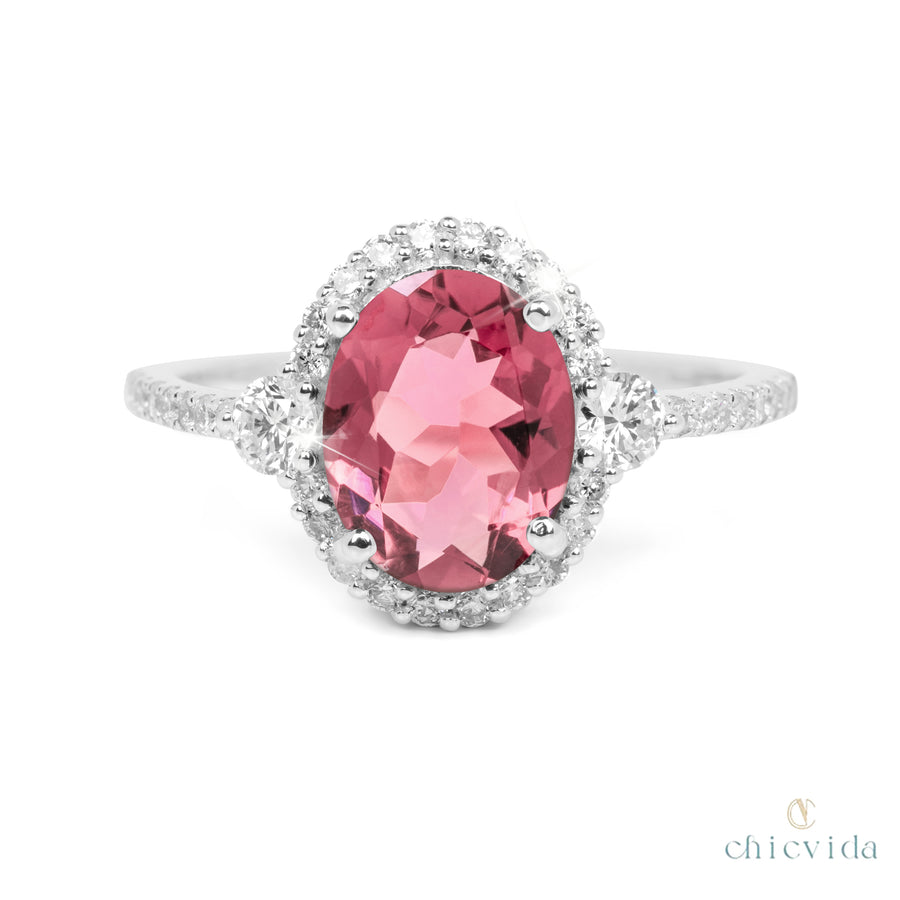 Pink Tourmaline Diamond Ring