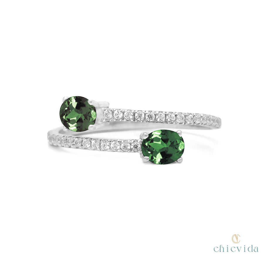 Green Tourmaline Bypass Ring