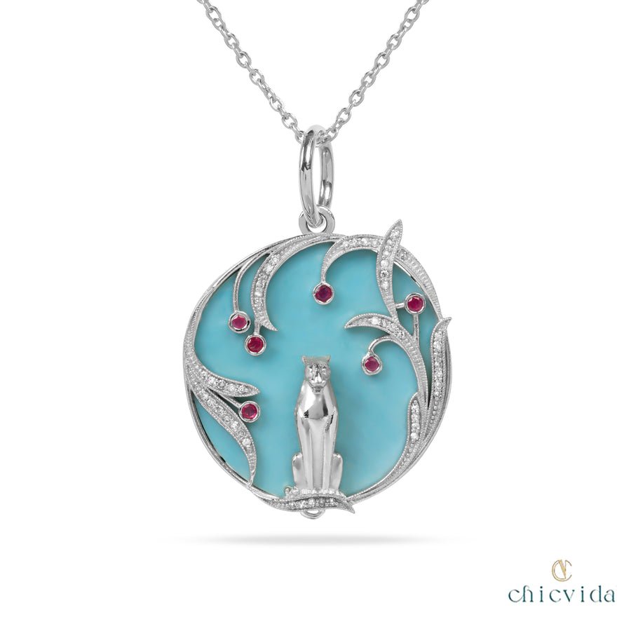 Turquoise Panther Pendant