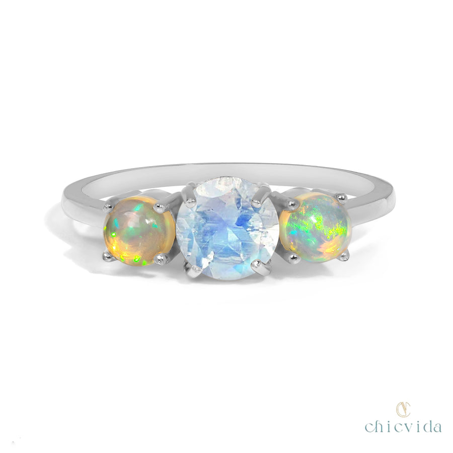 Trifecta Moonstone Opal Ring
