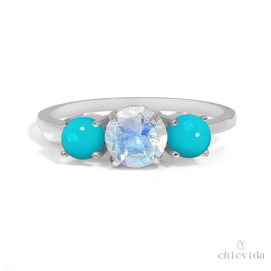 Trifecta Moonstone & Turquoise Ring