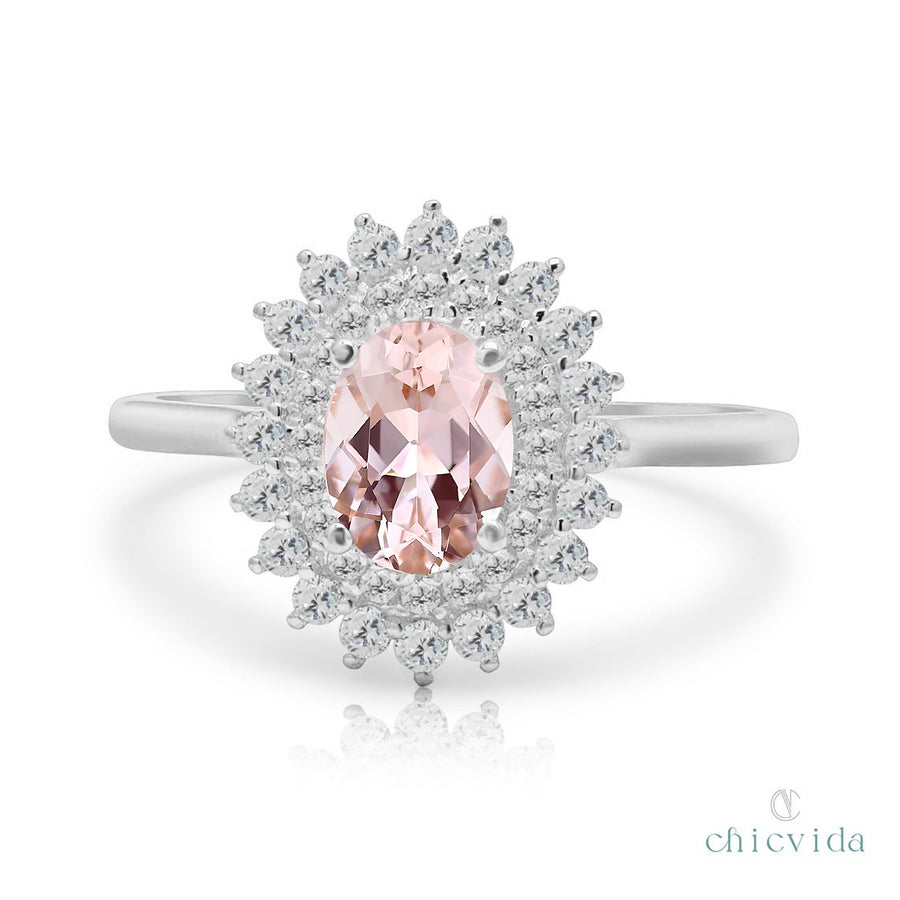 Morganite Cluster Ring