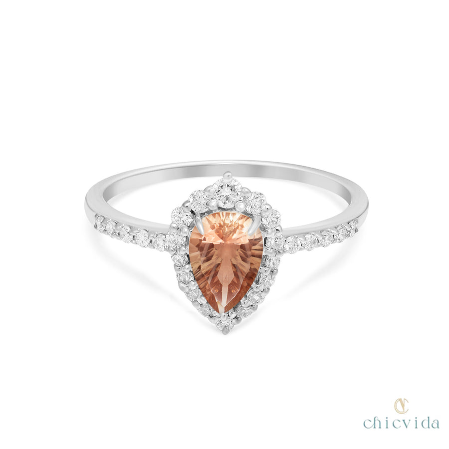 Oregon Sunstone Diamond Ring